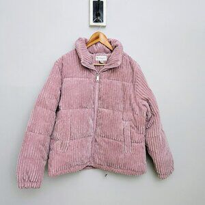 UGG Koolaberra Dusty Rose Cozy Corduroy Puffer Coat Jacket Large
